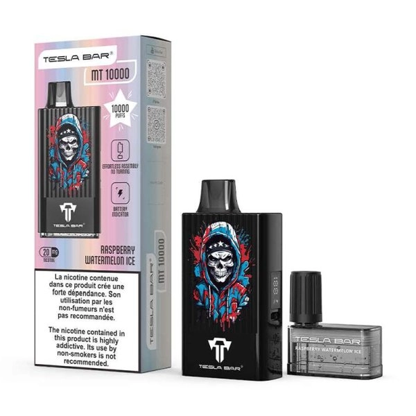Teslacigs Tesla Bar MT-10K 20mg 10ml 10000 puffs Raspberry Watermelon Ice